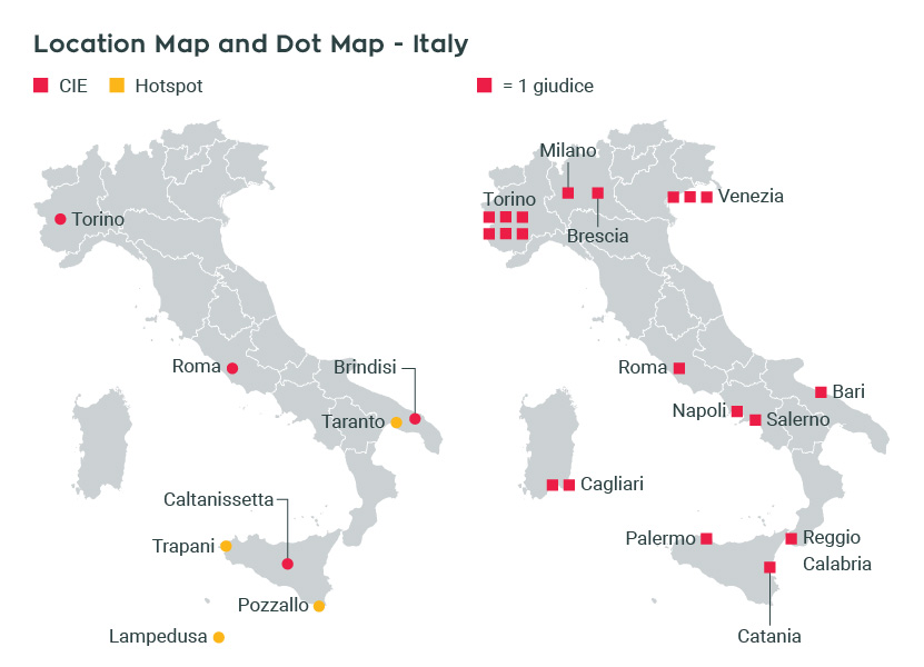 OM – Location and dot map, Italy